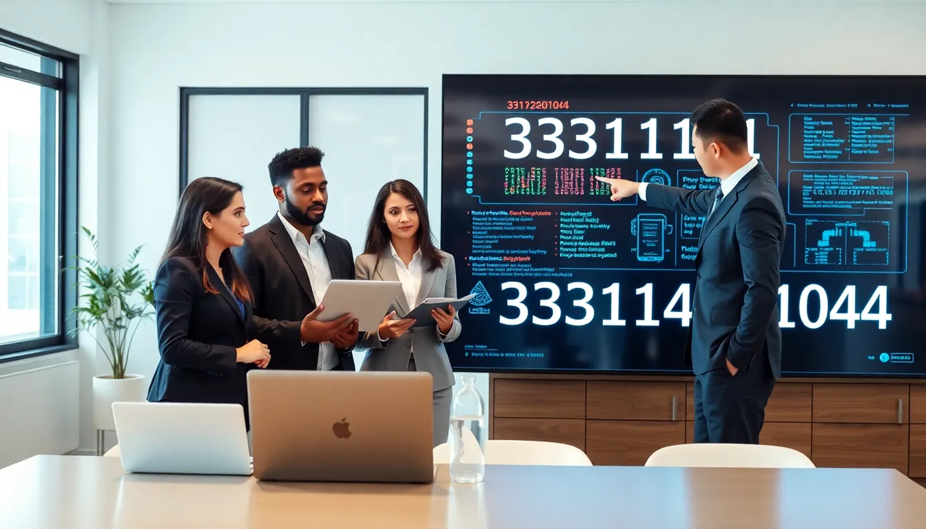 diverse team discussing coding systems in a corporate office.